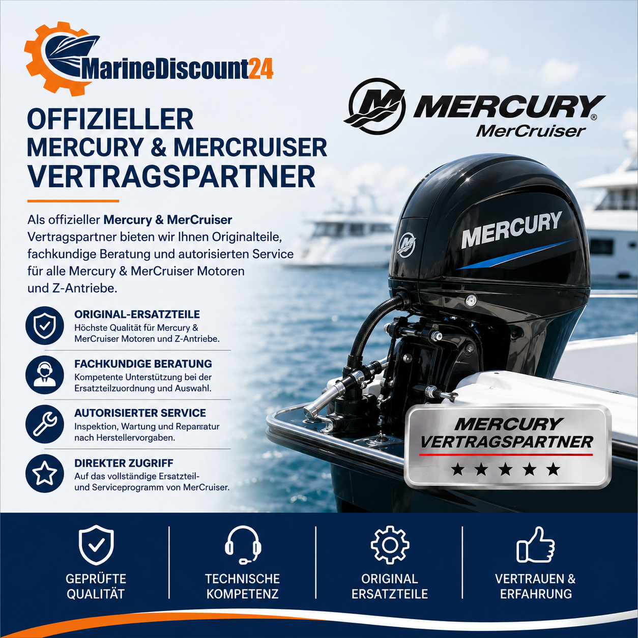 Marine-Discount24 als offizieller Mercury und MerCruiser Vertragspartner