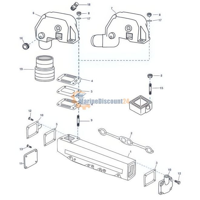 Ricambi di scarico per 198MIE, 228, 228MIE e 898, GM305CID, V8 / 250, 255MIE e 260
