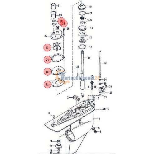 Impellerpumpen Reparatursatz für Mercruiser Alpha One Gen.2 und Mercury Außenborder, 43026Q06 / 8M0100526