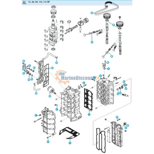 Mercury Mariner motoronderdelen 4-takt 75pk - 80pk - 90pk - 115pk