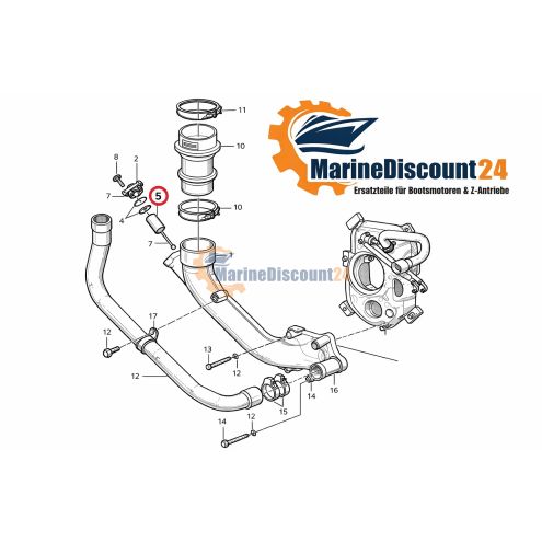 Aluminiumanode Volvo Penta Abgasrohr 21868042