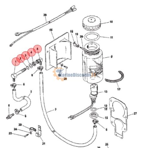 Satz Oil Connector 90° (Öl Reservior) Für Mercruiser Alpha Und Bravo