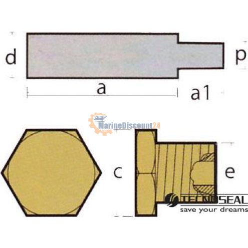 Anode Bukh avec raccord d`anode 02053T
