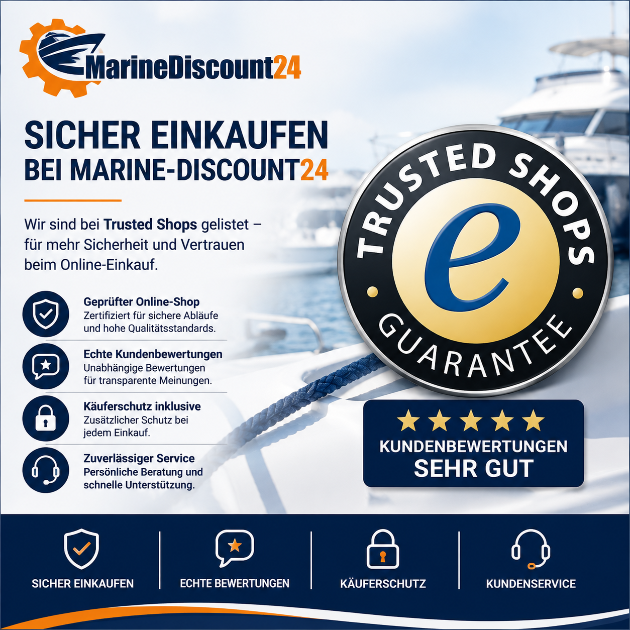Trusted Shops Bewertungen, Käuferschutz und sicher einkaufen bei Marine-Discount24
